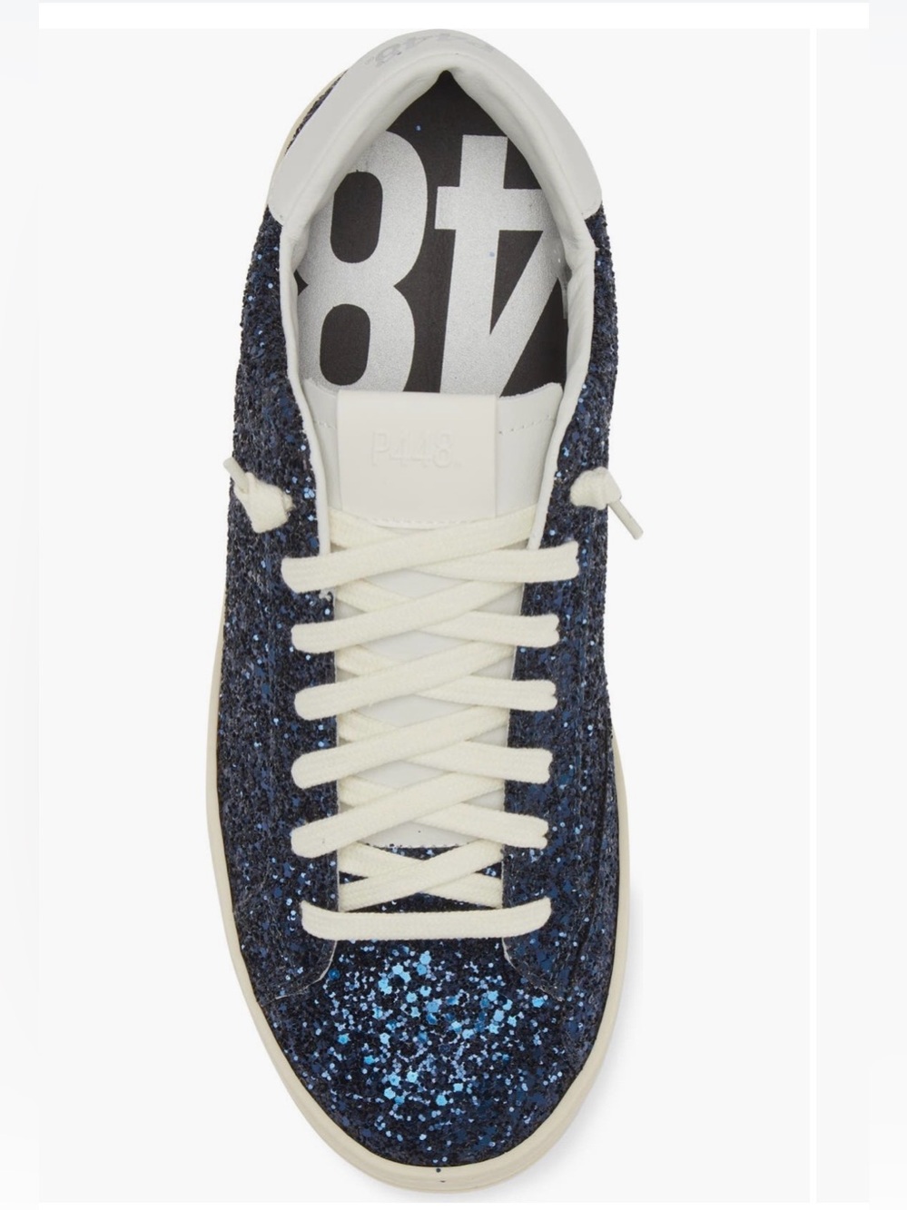 P448 designer sneaker. Beautiful Navy Glitter Low-Top.